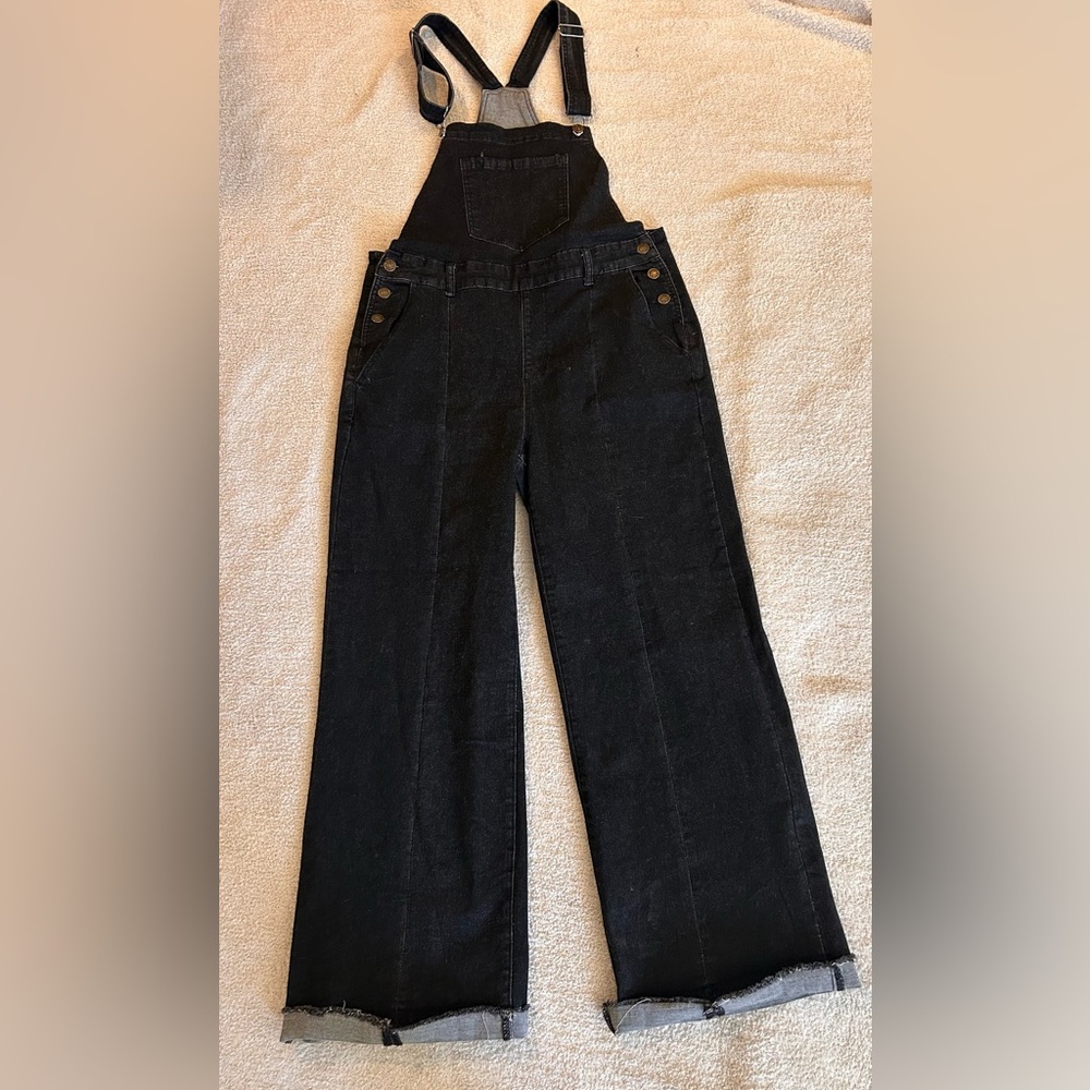 Black Wide-Leg Overalls
